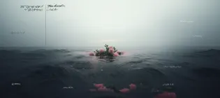 Image of the sea with flowers
