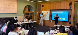 A group of people at a conference