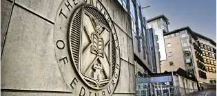 An image of the University logo on a building