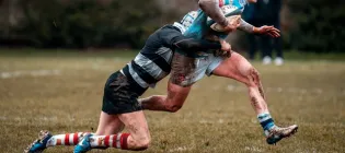 An example of a Men’s Premiership tackle (Edinburgh Academical ‘Accies’ versus Kelso)