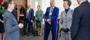 HRH Princess Anne (second from right) joins Principal and Vice Chancellor, Professor Sir Peter Mathieson (second from left) to open the Edinburgh Futures Institute
