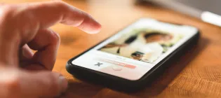  A man using an online dating app