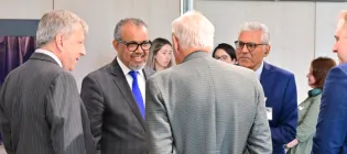 Dr Tedros, Director-General of the WHO greets guests at the official opening of the Usher Building on Thursday 26 June 2025