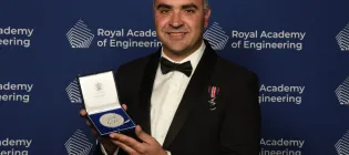 Professor Prodromakis receiving his RAEng Princess Royal Silver Medal 