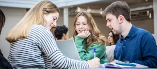 Students studying at the library