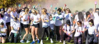 Students taking part in the colour run