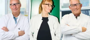 Individual images of Dr Thomas Kruse, Professor Lotte Bjerre Knudsen and Dr Jesper Lau, who have won the Cameron Prize for Therapeutics.