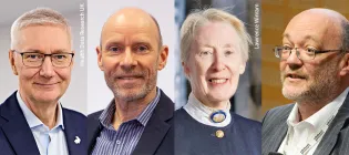 image of four academics - L - R ProfessorProfessor Andrew Morris Professor, Paul Nisbet, Dr Ann Matheson, Professor Bruce Whitelaw 