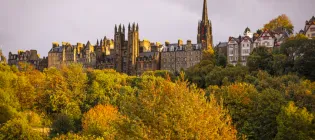 View of Edinburgh skyline in Autumn
