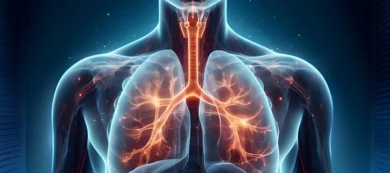 Human body anatomy with lungs in x-ray image. 3D rendering 