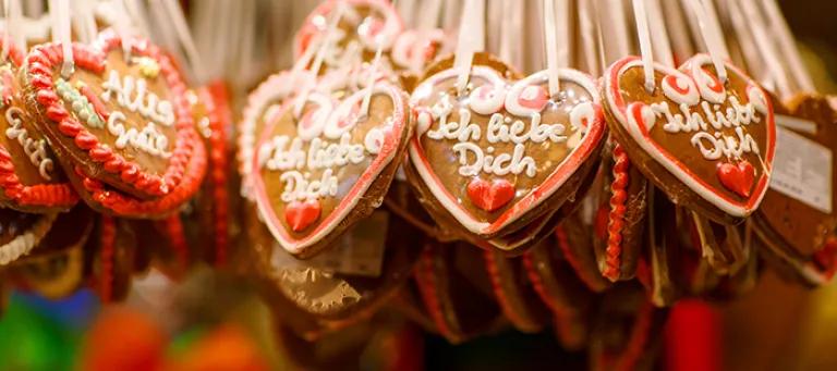 Highly decorated gingerbread in a German market