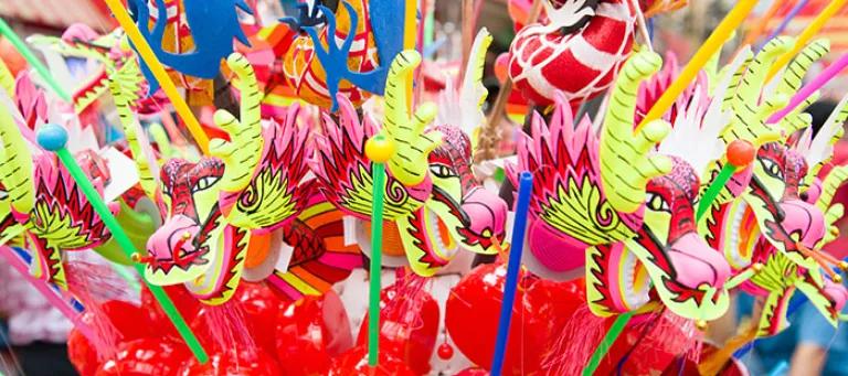 Brightly coloured chinese lanterns