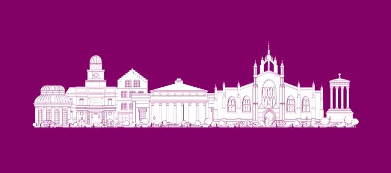 line drawing of Edinburgh city skyline