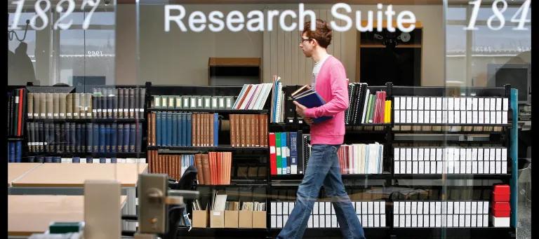 Man walking in Research Suite