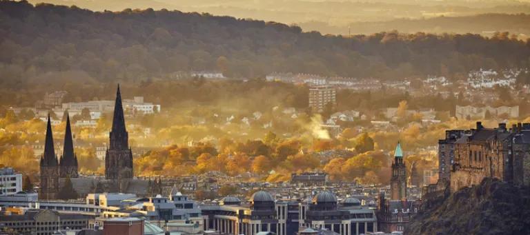 View of Edinburgh skyline in Autumn