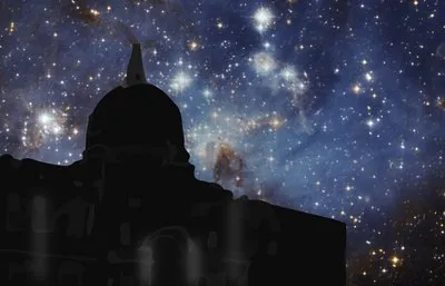 Illustration of Old College at night