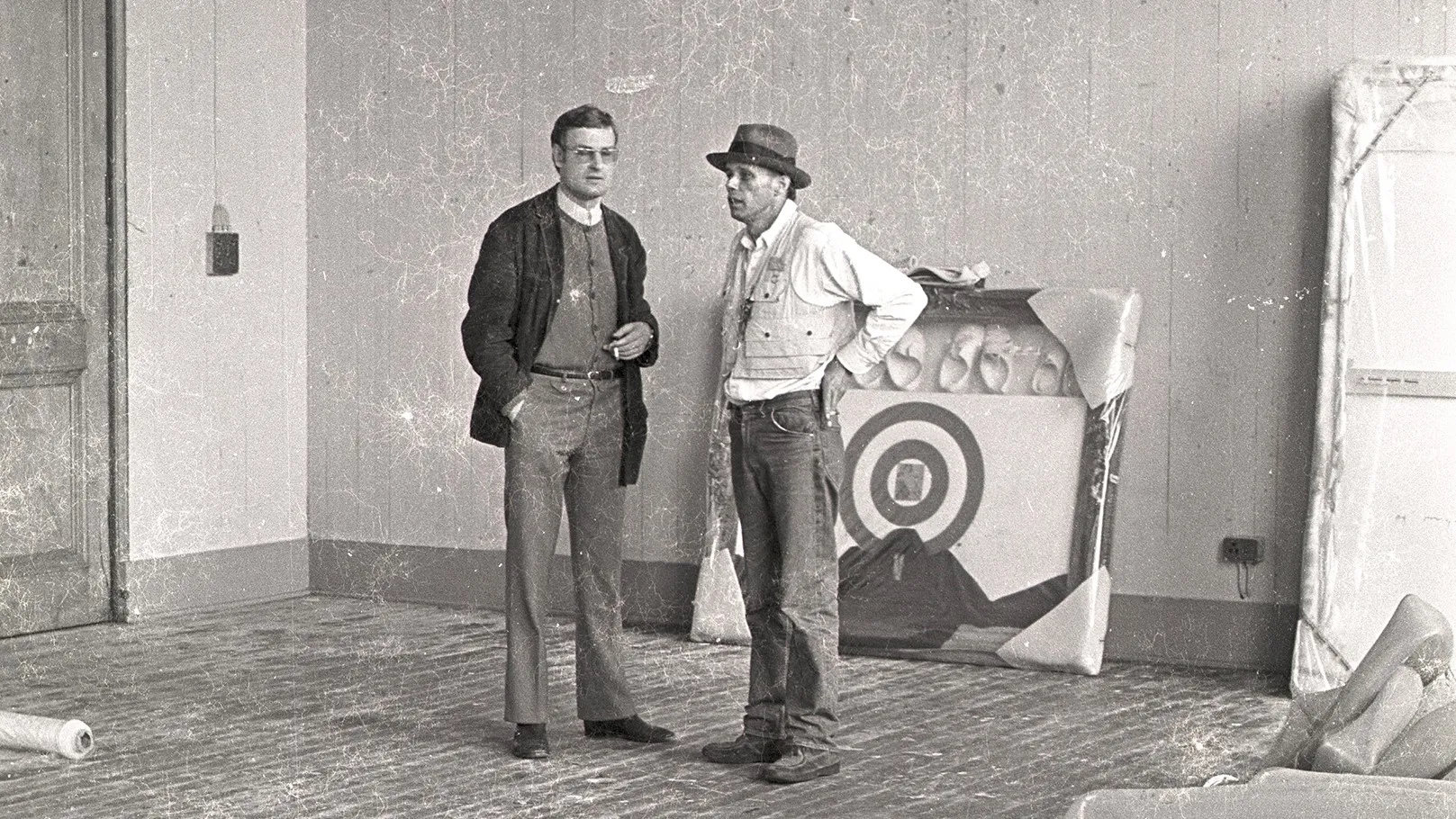 Joseph Beuys and Jürgen Harten in an ECA studio 
