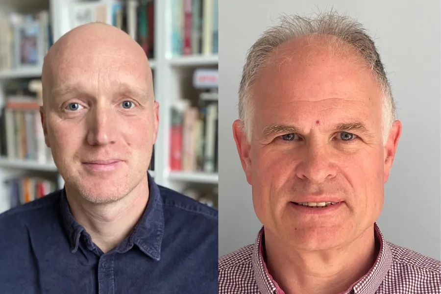 Professors Tobias Kelly and Martin Pickering photographs. Side by side headshots