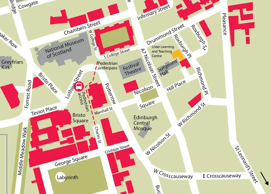 Map showing location of Lister Learning and Teaching Centre