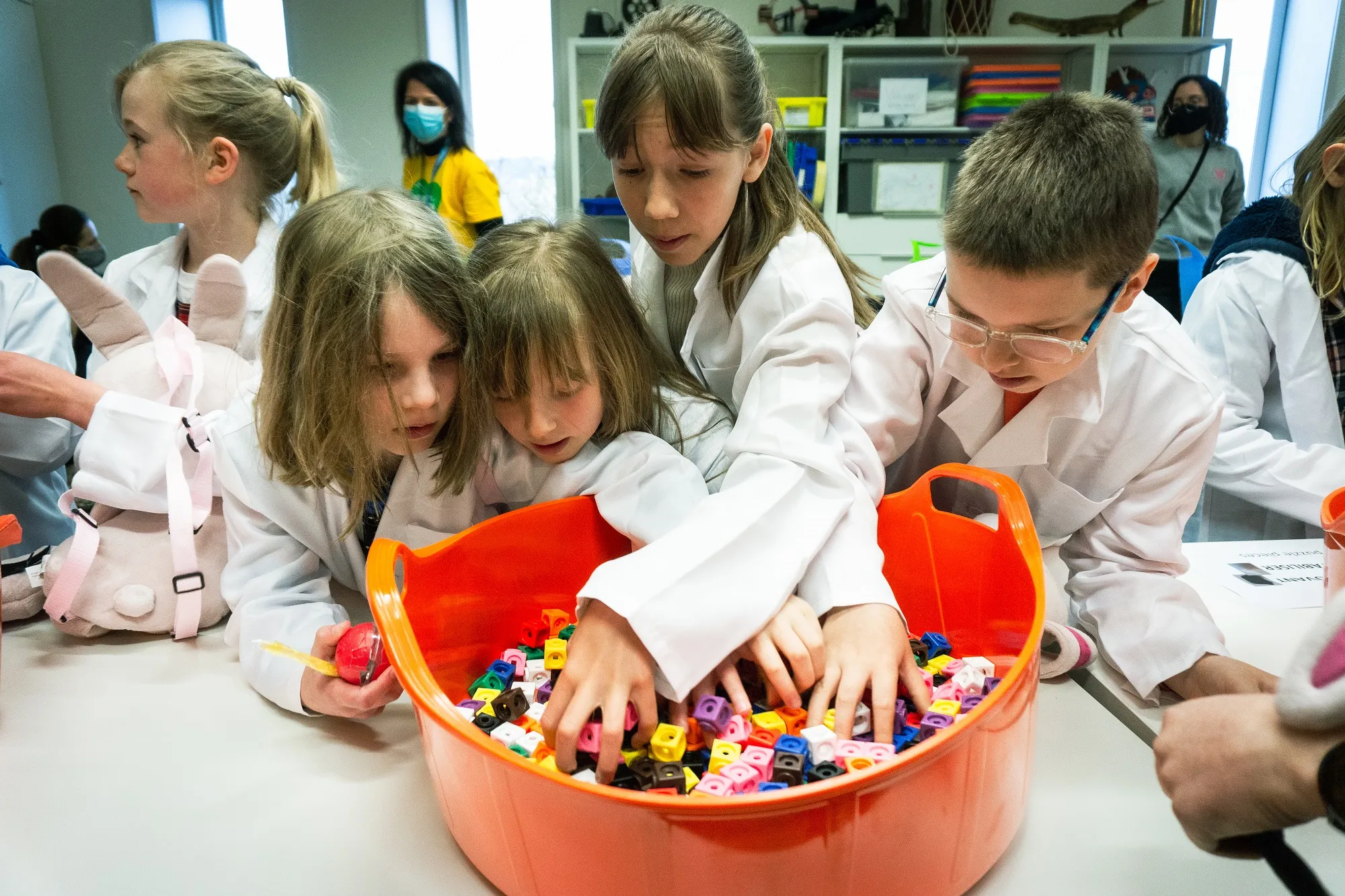 A group of children taking part in an event at the Edinburgh Science Festival 2022