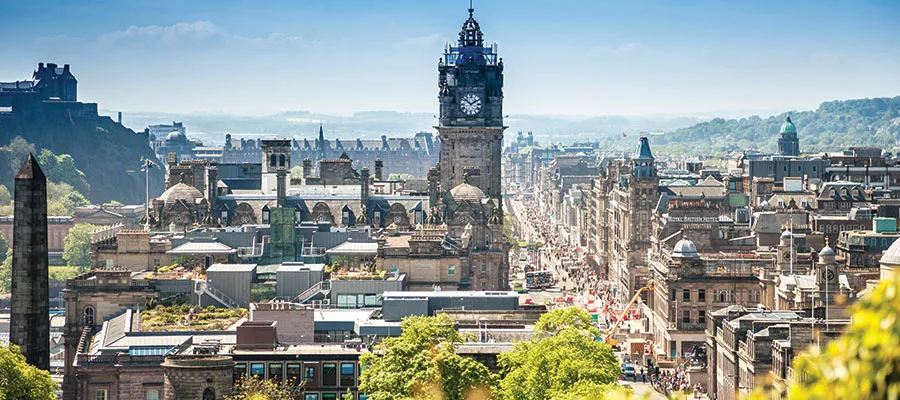 Edinburgh city from Calton hill looking up princes st