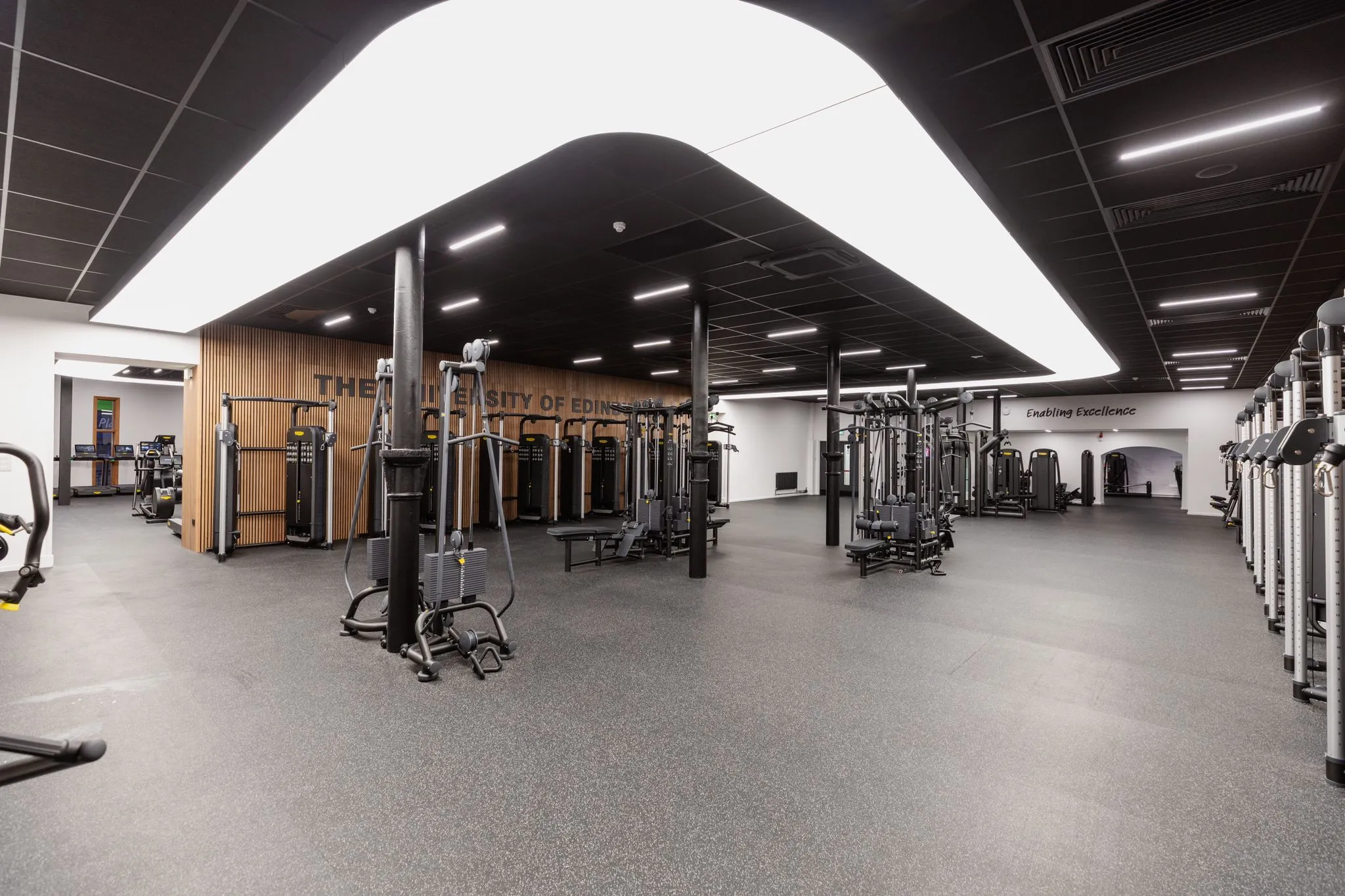 New state of the art gym equipment in a large, well-lit gym