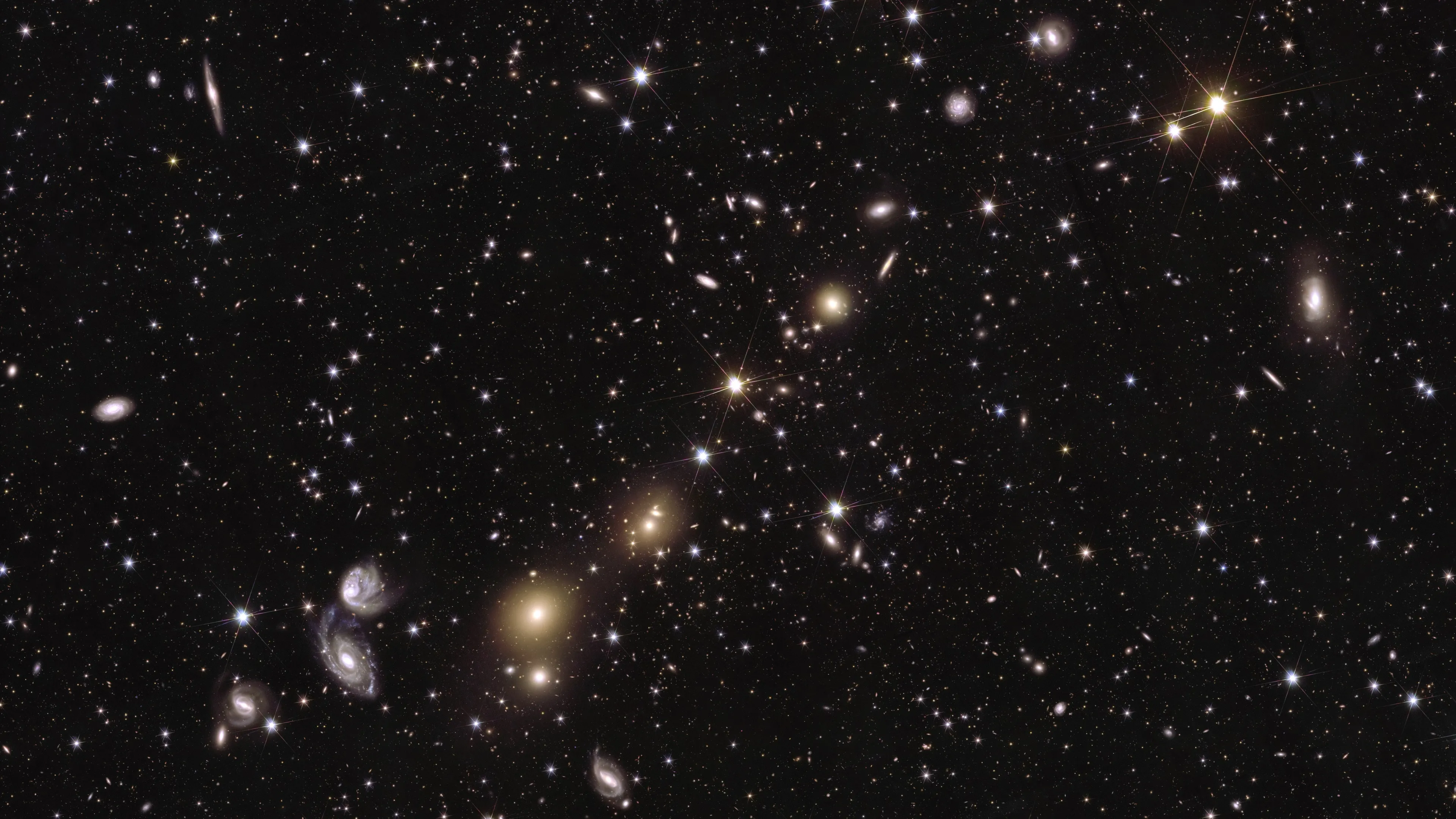 An image of galaxies captured by the European Space Agency’s Euclid space telescope