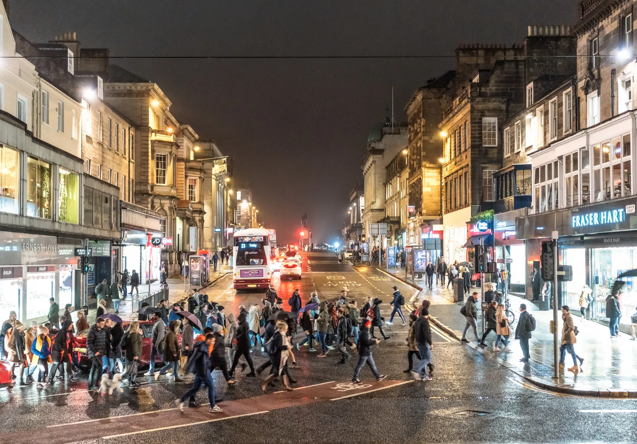 Group of people crossing a street in Edinburgh
