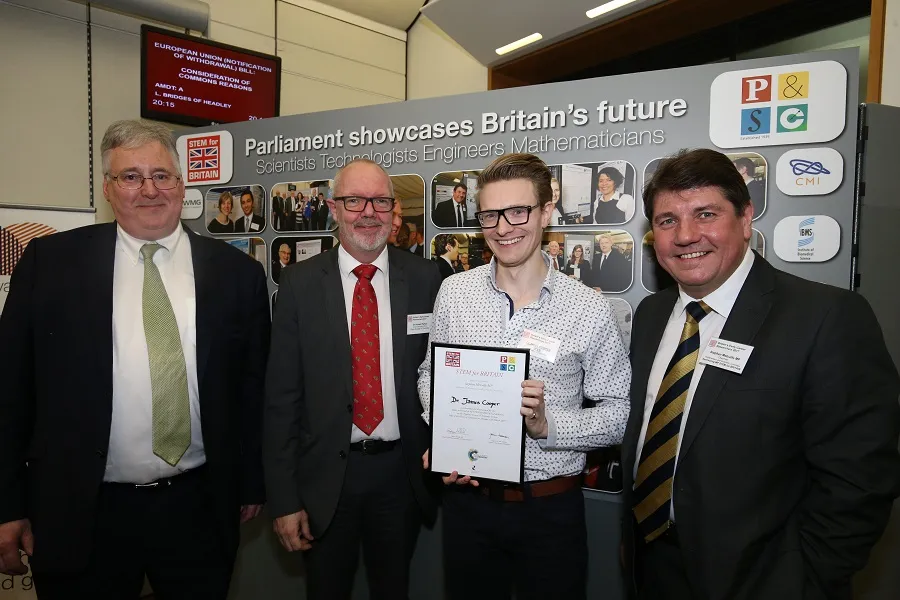 Dr James Cooper, winner of STEM for BRITAIN Silver medal
