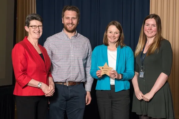 Staff from Sport and Exercise win a special award for their Make Your Move campaign, presented by the rector Ann Henderson
