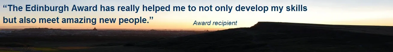 Image of the Edinburgh skyline with a student testimonial quote
