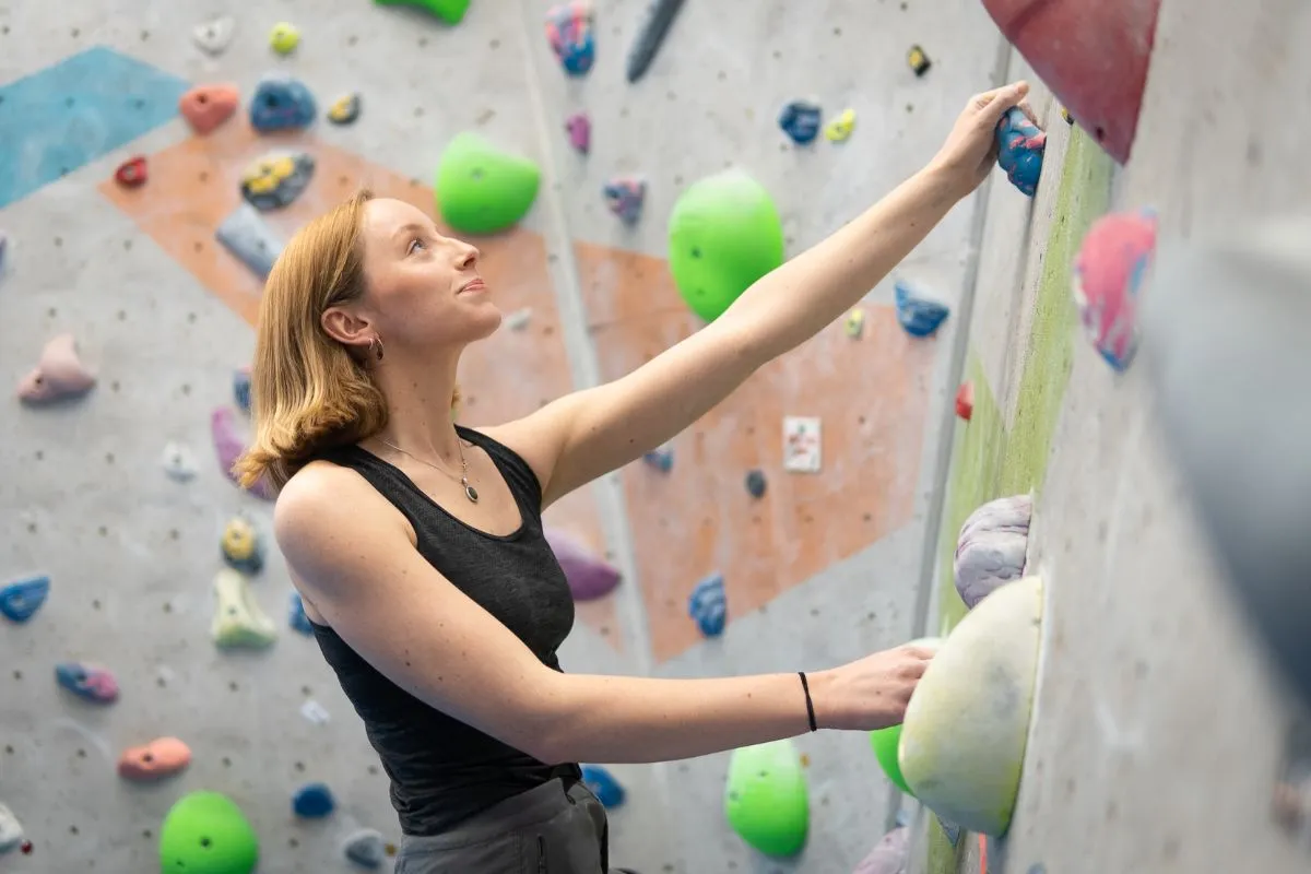 Student at the Climbing Wall, Pleasance Gym