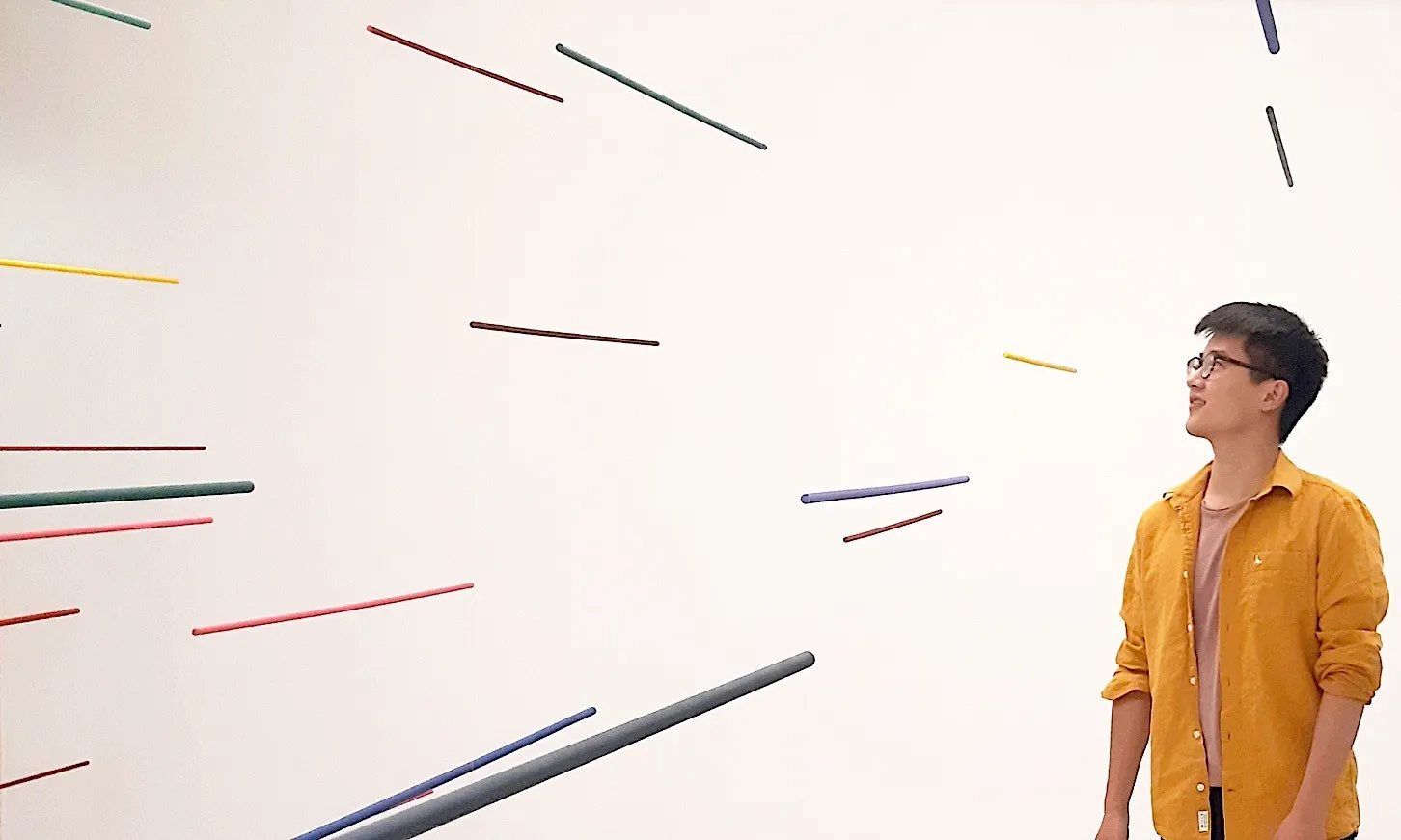 A visitor at Torch Ginger | Lesser Violetear front gallery installation, 2019.