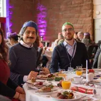 Students and staff at the festive lunches