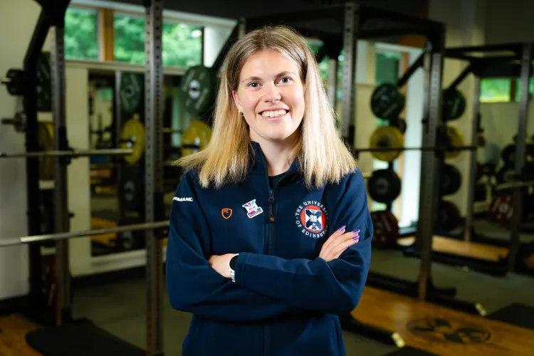 Distance Runner Megan Keith poses in the University gym. 