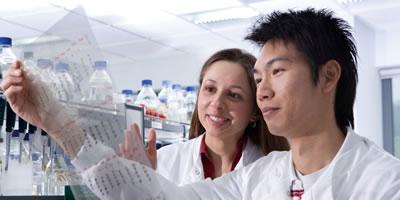 Postgraduate research students in lab