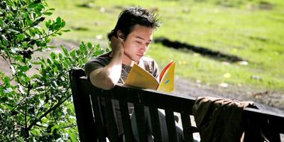 student reading