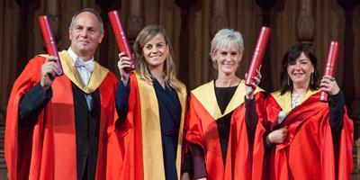 Sir Steve Redgrave, Susie Wolff, Judy Murray and Lynne Ramsay receive honorary awards from the University of Edinburgh