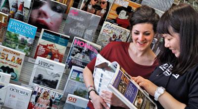 Art students reading magazines