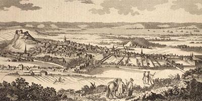 Historical illustration of the castle and city of Edinburgh 