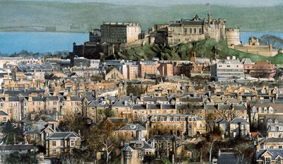 Painting of Edinburgh from Blackford Hill by Gordon McDowell