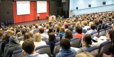 Lecture theatre full of students