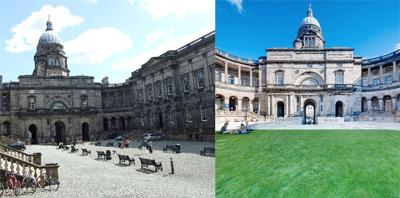 Old College quad then and now