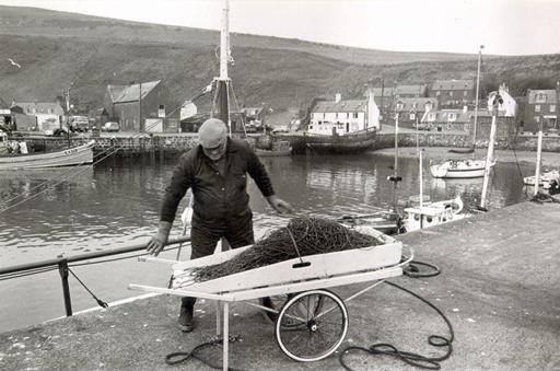 Fisherman, Bob Mellis, at Gourdon harbour in 1985
