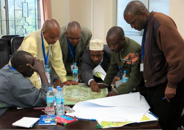 Participatory mapping for environmental impact assessment in Lushoto, Tanzania in 2013. A foundational activity in Simon Fraval’s ongoing research.