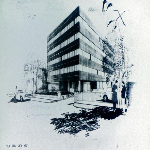 University of Edinburgh Library. Architectural drawing by Sir Basil Spence, 1955. Courtesy of the Estates Department