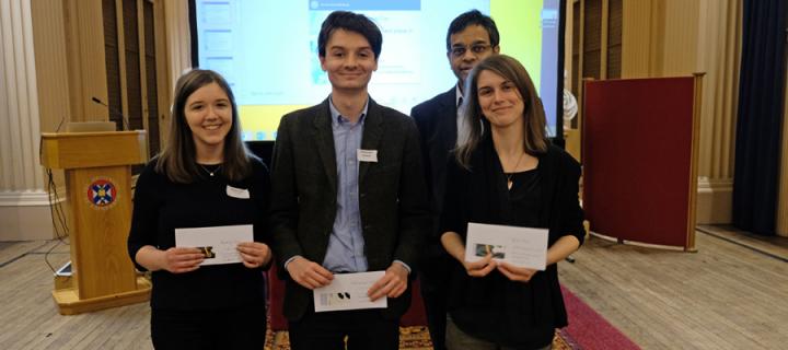 Kaitlyn Hair, Nathanael O'Neill and Beth York, winners of the CCBS Three Minute Thesis competition 2019