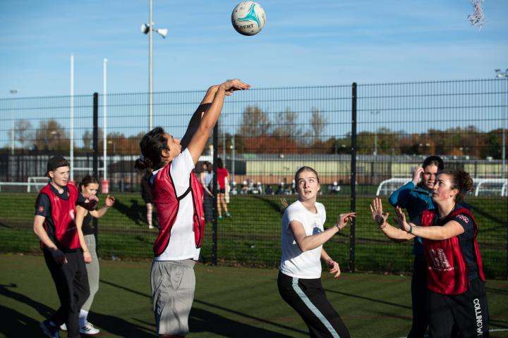 intramural teams playing netball outside