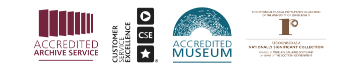 Logos for Archives Accreditation, Customer Service Excellence, Museums Accreditation and Recognition