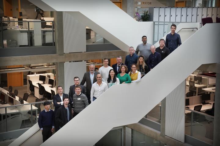 Image of the AI Accelerator programme 2022/23 cohort taken at the Bayes Centre
